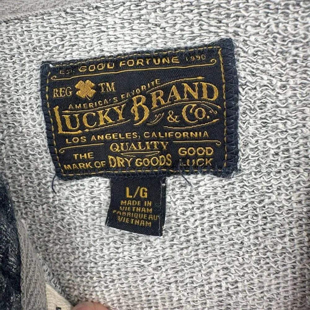 Lucky Brand Huntington Colorblock Hoodie Hooded Sweatshirt Blue Multi Size Large